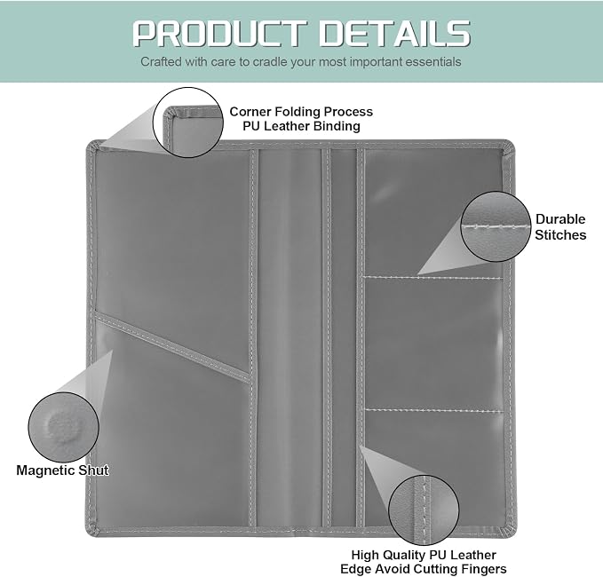 JUSTTOP 2Pack Car Registration and Insurance Holder,Car Document Holder for Cards License with Magnetic Shut,Vehicle Glove Box Car Organizer for Documents, Cards, License(Gray) - Image 3