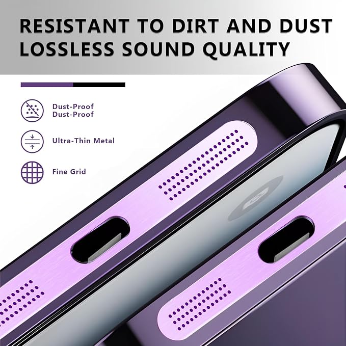 MysticHome for iPhone 17/16 Pro Accessories, 5 Pcs Cell Phone Speaker Anti-Dust Plugs, 1 Pcs USB C Dust Plug, Compatible with Speaker Dust Cover,Purple - Image 5