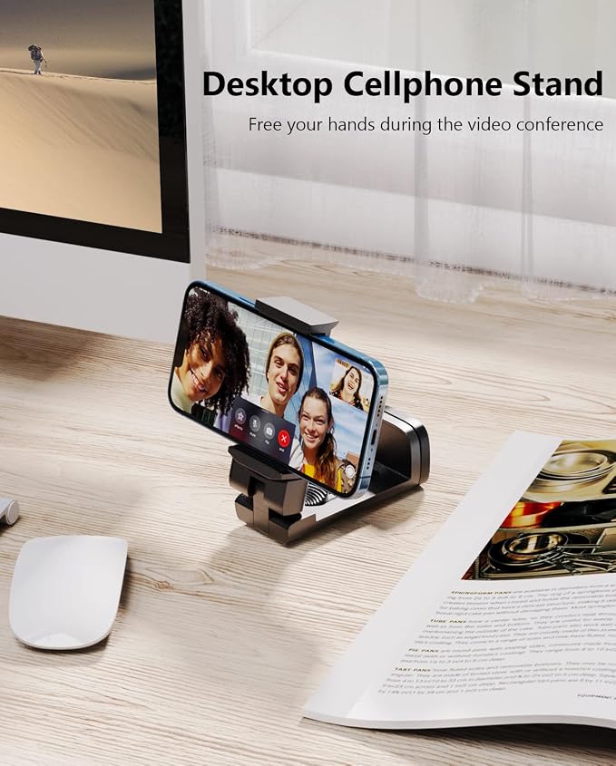 MiiKARE Travel Essentials Airplane Phone Holder, Universal Handsfree Phone Mount for Flying with 360 Degree Rotation, Travel Must Haves Phone Stand for Desk, Tray Table, Black&Black&Black - Image 4