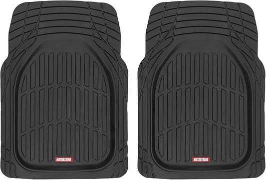 Motor Trend -2 Piece Front Car Floor Mats- Black FlexTough Contour Liners-Deep Dish Heavy Duty Rubber Floor Mats for Car SUV Truck & Van-All Weather Protection, Universal Trim to Fit by MotorTrend