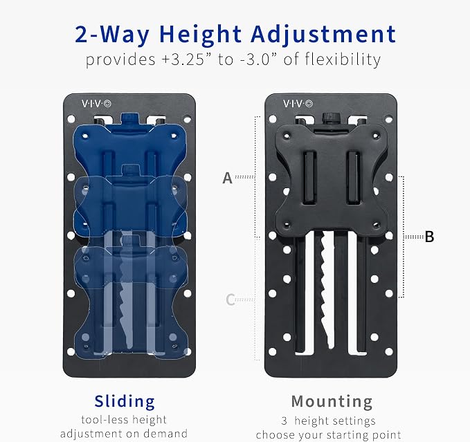 VIVO Height Adjustable VESA Adapter Stand for Individual Monitors up to 27 Inches Black - Image 7