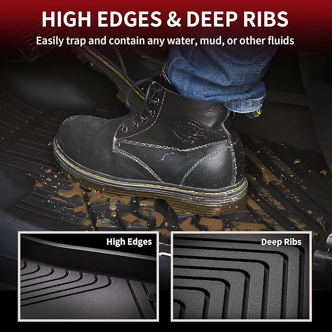 LASFIT Floor Mats for Honda Accord Sedan 2026 2025 2024 2023 (Gasoline & Hybrid), All Weather Protection Custom Fit Anti-Slip TPE Floor Liners,1st & 2nd Row, Black - Image 4