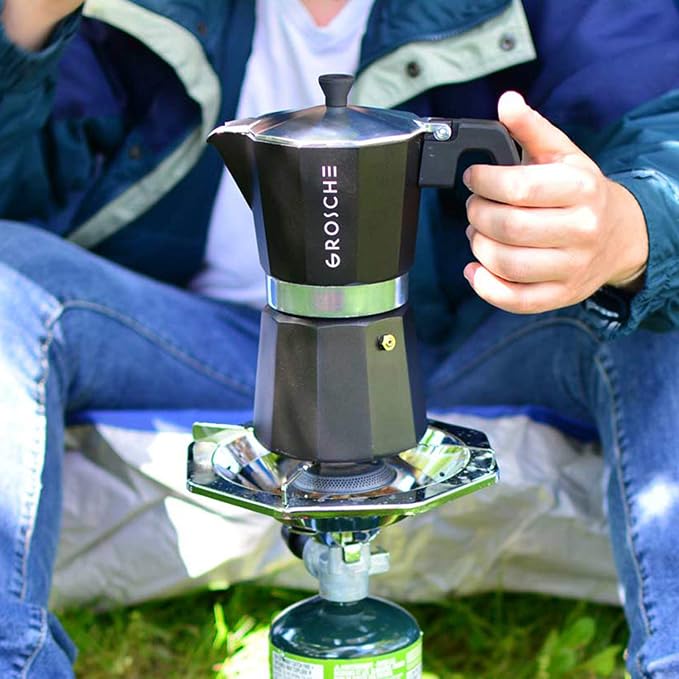 GROSCHE Milano Stovetop Espresso Maker Moka Pot 9 espresso Cup 15.2oz Black | Cuban Coffee Maker And Italian Moka Pot For Stovetop Espresso; For Gas, Electric, And Propane Stoves With A Soft-Touch Handle - Image 6