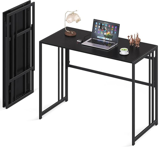 40" Folding Computer Desk No Assembly Needed Foldable Table for Small Space | Small Folding Table for Home Office, Study, Writing, Gaming, Compact RV Living, Camping, Sturdy and Easy Carry, Versatile by Elephance