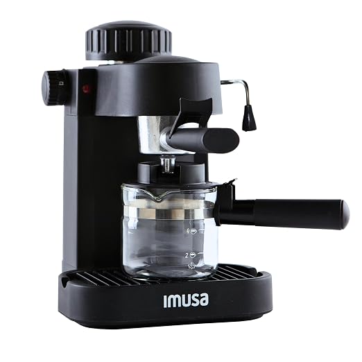 IMUSA 4 Cup Electric Espresso Cappuccino Coffee Maker, Black | Matte Finish, Milk Frother for Creamy Foam, Cappuccino and Latte Preparation, Perfect for Home Baristas by VisitIMUSA