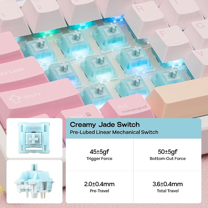 EPOMAKER TH108 PRO Full Size Mechanical Keyboard with Screen & Knob, Wireless Gaming Keyboard with 10000mAh, Creamy Gasket, Hot Swap, Custom Driver, RGB Backlight, NKRO (Pink, Creamy Jade) - Image 6