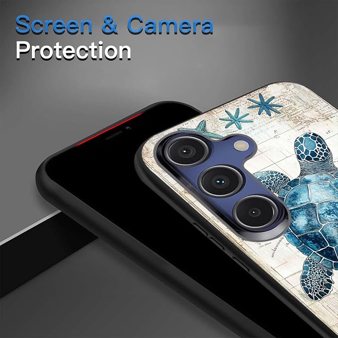 Designed for Galaxy S25 FE Phone Case,Slim Silicone Shockproof Protective Case for Galaxy S25 FE 6.7 inch,Sea Turtle Illustration - Image 5