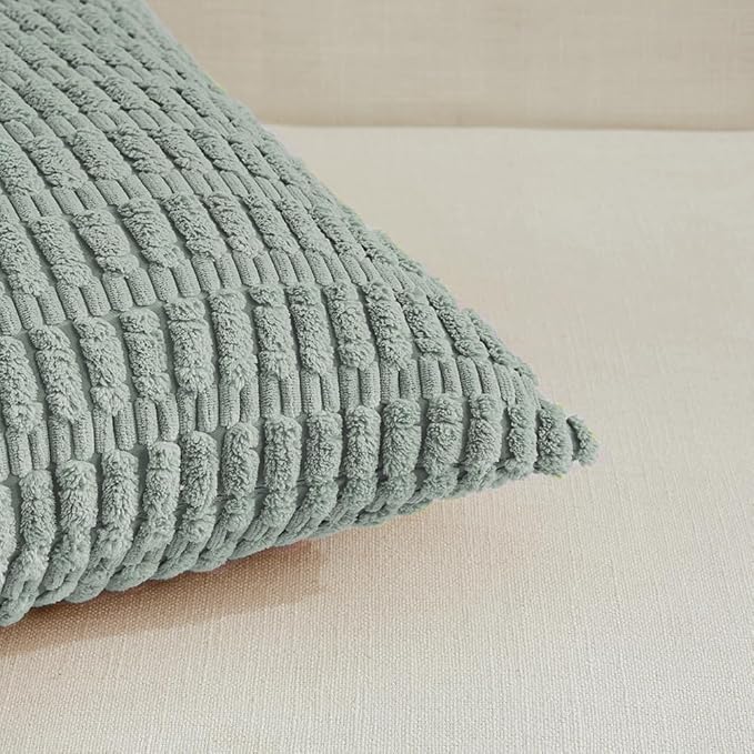 Fancy Homi 4 Packs Decorative Throw Pillow Covers for Living Room Couch Bed, Modern Farmhouse Boho Home Décor Accent Cushion Case, 20" x 20", Grey Blue - Image 4
