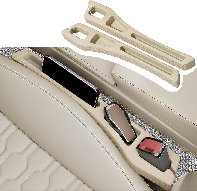 2PCS Car Seat Gap Filler Organizer,2 in 1 Car Gap Filler with Fill and Storage Function for Storing Phones Keys Cards,Universal Multifunctional No Drop Seat Guard for Cars (Beige) - Image 7