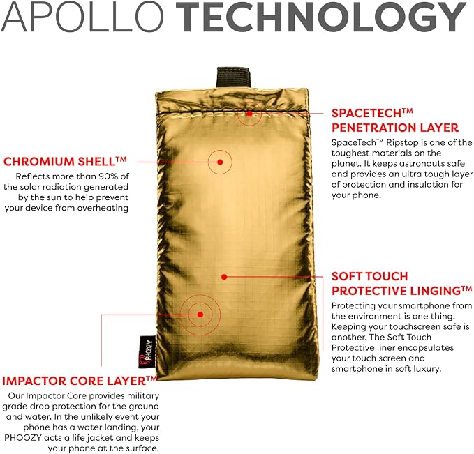 PHOOZY Apollo Thermal Phone Case | Insulated Phone Pouch Extends Battery Life 3X | Heat Resistant Drop Protection | Military Grade Water Resistant | Medium | Gold - Image 8