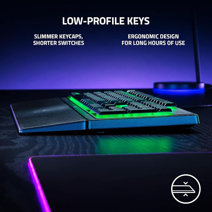 Razer Ornata V3 X Gaming Keyboard: Low-Profile Keys - Silent Membrane Switches - Spill Resistant - Chroma RGB Lighting - Ergonomic Wrist Rest - Classic Black (Renewed) - Image 2