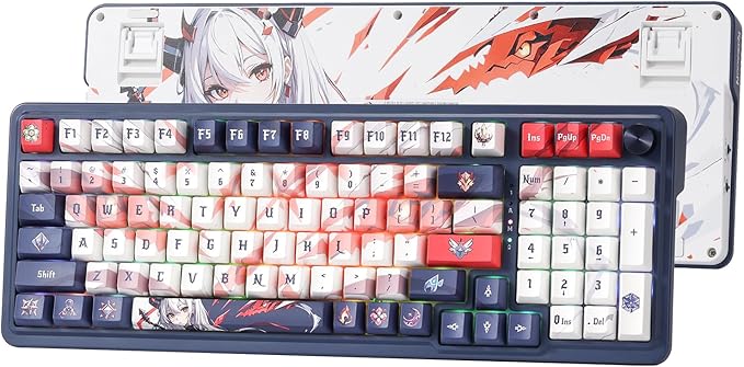 Redragon K686 PRO Wireless RGB Gasket Gaming Keyboard, Dye-Sub Anime Keycap | Multi-Function Control Wheel, 0-Delay Tri-Mode, Cushioned 5-Layer Noise Dampening for Creamy Thocky Sound, Practical 98 Keys by REDRAGON