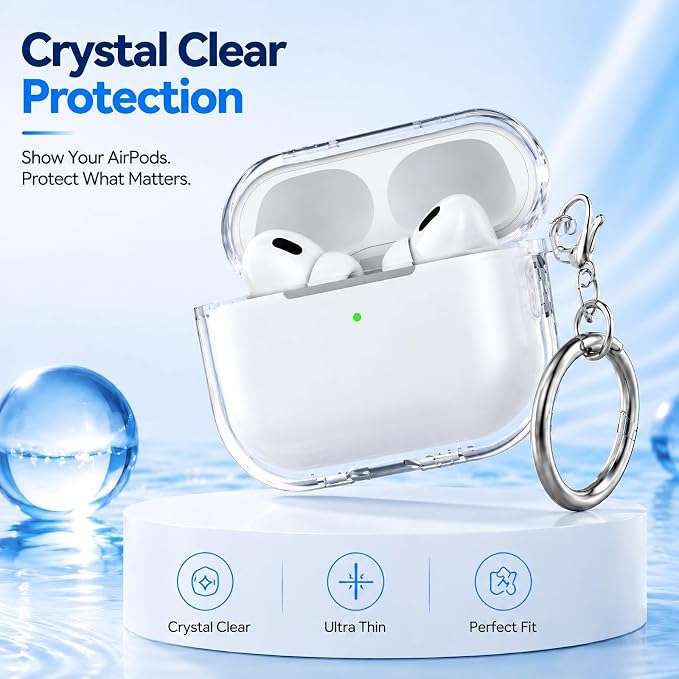 for AirPods Pro 3 Clear Case 2025, Military-Grade Shockproof, Soft TPU Highly Transparent Anti-Yellowing for AirPods Pro 3 Case with Cleaning Kit & Cute Round Buckle, Clear White - Image 3