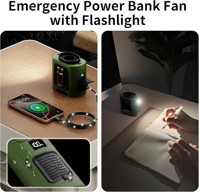 Socool 14500mAh Portable Waist Fan Clip on Belt 360 Rotation Wearable Rechargeable Personal Shirt Fan, 67H Cooling 5-Speed Battery Operated with Light, Neck Fan Hands-Free for Outdoor Jobsite Camping - Image 6