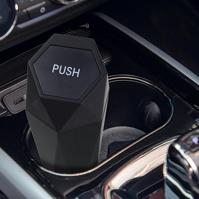 BFXM Car Trash Can, 2 Pack Car Trash Bin with Lid, Car Accessories for Women Interior, Car Garbage Can with Additional 2 ABS Hooks and 60pcs Trash Bags, Suitable for Home, Office, Car Organizer, Black - Image 2