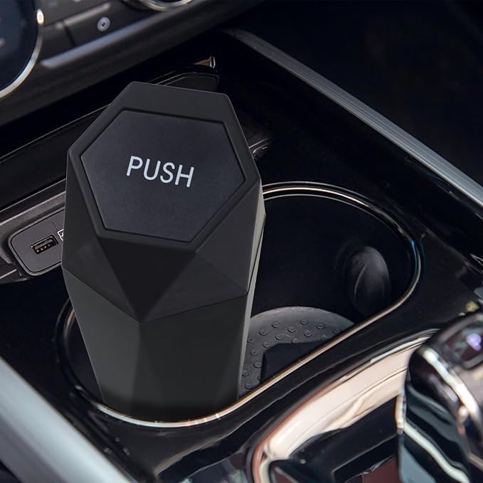 BFXM Car Trash Can, Car Trash Bin with Lid, Car Accessories for Women Interior, Car Garbage Can with Additional 2 ABS Hooks and 60pcs Trash Bags, Suitable for Home, Office, Car Organizer, Black - Image 2