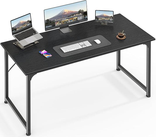 Huuger 48 Inch Office & Gaming Desk with Storage, Modern Simple Design, Large Legroom, Black Metal Frame by Huuger