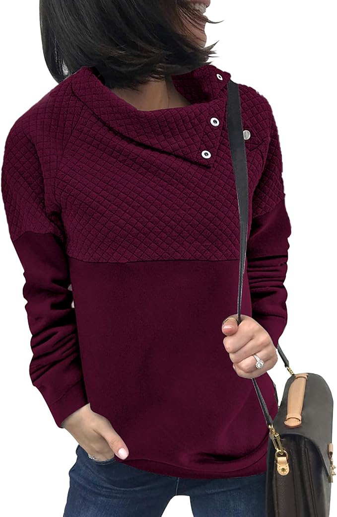 BTFBM Women Fashion Quilted Pattern Lightweight Zipper Long Sleeve Plain Casual Ladies Sweatshirts Pullovers Shirts Tops by BTFBM
