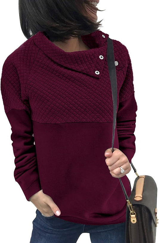 BTFBM Women Fashion Quilted Pattern Lightweight Zipper Long Sleeve Plain Casual Ladies Sweatshirts Pullovers Shirts Tops by BTFBM