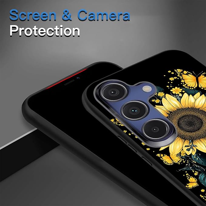 Designed for Galaxy S25 Plus Phone Case,Slim Silicone Shockproof Protective Case for Galaxy S25 Plus 6.7 inch,Sunflower Butterflies - Image 5