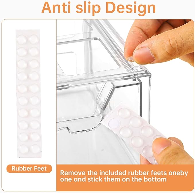 Stebopum 8 Pack Stackable Makeup Organizer, 4.4'' Tall Acrylic Bathroom Makeup Organizer and Storage Drawer with Pull-out Handle, Clear Plastic Storage Bins for Vanity,Pantry,Desk,Undersink,Kitchen - Image 3