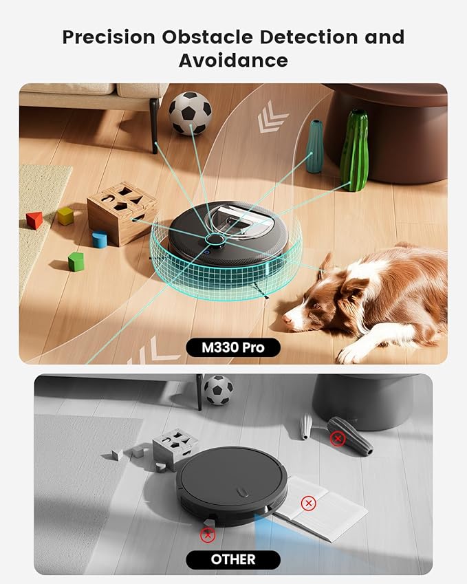 Lefant Robot Vacuum and Mop, 450ml Visible Dustbin, Upgraded 190° PSD Obstacle Avoidance, Customized Cleaning, Multi-Floor Mapping, 150 Mins Runtime, 2.4G/5G WiFi, Pet Hair & Carpets, M330 Pro - Image 3