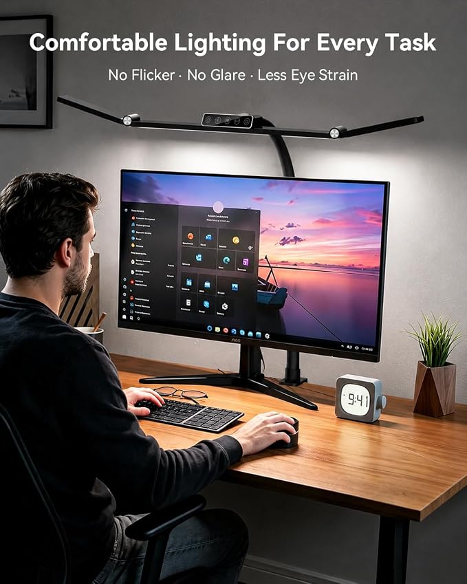 LED Desk Lamp Clamp 24W Adjustable Neck Touch Remote Control | 24W Ultra Bright LED Lighting, Flexible Adjustable Clamp Design, Flexible Adjustable Clamp Design - Image 8