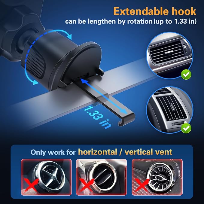 pop-tech Car Vent Phone Mount for Thick Socket Grip, Air Vent Clip Phone Holder Compatible with Magsafe Wallet Black & iPhone Samsung Card Holder, Cellphone Stand with Sticky Adhesive - Image 2