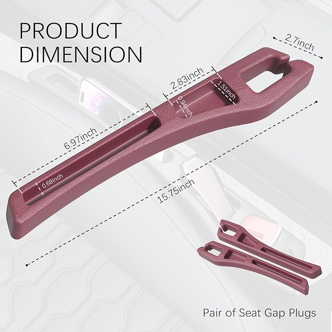 2PCS Car Seat Gap Filler Organizer,2 in 1 Car Gap Filler with Fill and Storage Function for Storing Phones Keys Cards,Universal Multifunctional No Drop Seat Guard for Cars (Red) - Image 2