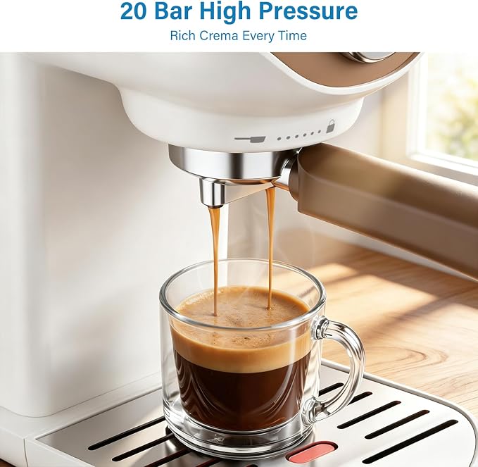 XIXUBX Espresso Machine, Compact Espresso Maker with Milk Frother | 20-Bar Pump, PID Control, Low Vibration Coffee Maker, for Small Kitchen, Home, Brews Latte, Cappuccino - Image 2