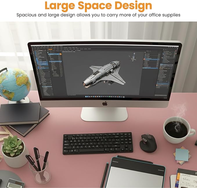 PayLessHere | 32 Inch Computer Desk | Pink | Office Desk with Metal Frame, Adjustable Feet | Water-Resistant, Scratchproof Surface | Sturdy Writing Table for Home Office or Study | Pack of 1 - Image 6