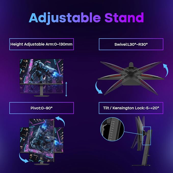 Amzfast 27" 4K Gaming Monitor, UHD 160Hz/FHD 320Hz Dual Mode, Fast IPS, 1ms MPRT, Height Adjustable, HDR400, 126% sRGB, HDMI 2.1, DP 1.4, PIP/PBP, Adaptive Sync, VESA 100x100 – AMZG27F6U - Image 8