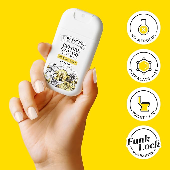 Poo-Pourri Before-You-Go Pocket Toilet Spray, Travel Essentials, Original Citrus, 1 Fl Oz, Up to 50 Uses, On-The-Go Bathroom Odor Deodorizer with Essential Oils, TSA Approved Size, Lemon Bergamot - Image 6