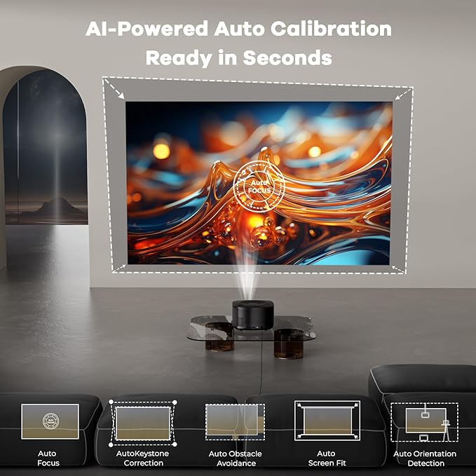 Outdoor-Projector-4K with WiFi and Bluetooth:[3500 Bright/60W Dolby Audio/Official Licensed Apps],Smart-Projector with AI Auto Focus,ONOAYO ONO5Pro 2.0 Movie Projector for Indoor/Outdoor 2026New - Image 6