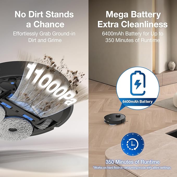 ECOVACS DEEBOT T30S AI Care Robot Vacuum and Mop, 11000Pa, TruEdge Adaptive Edge Mopping, ZeroTangle, AI Instant Re-mop, Hot Water Mop Washing, Self-Emptying & Refilling, Obstacle Avoidance - Image 4