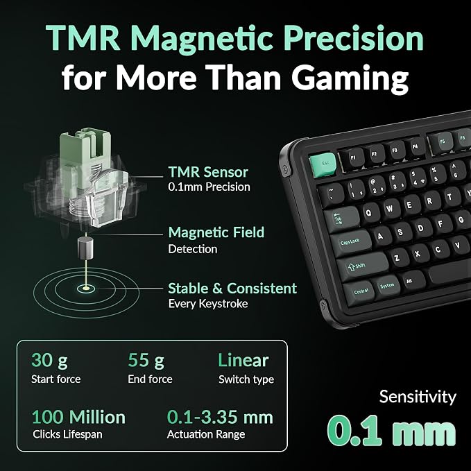 Keychron J14 HE Wireless Magnetic Switch Keyboard, 96% Gaming | Numpad and Knob, TMR Switches, 2.4GHz/Bluetooth/USB-C, Launcher Web, PBT Keycaps, Per-Key RGB, 4000mAh, macOS/Windows/Linux - Image 2