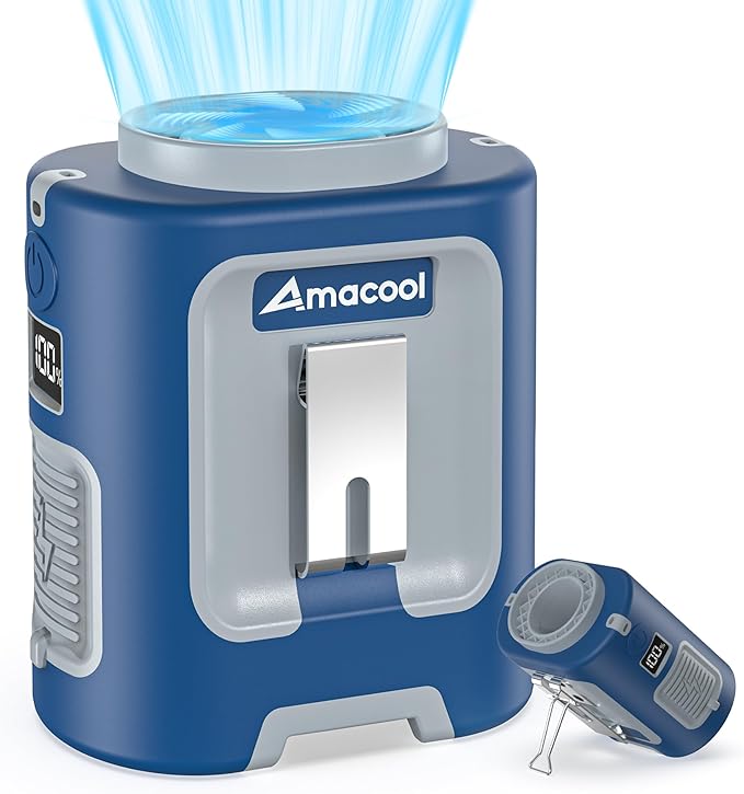 AMACOOL Mini Portable Waist Fan Clip on, Gifts for Father Him Men Dad Husband, 13000RPM Rapid-Cooling Personal Neck Fans, Wearable Shirt Belt Fan for Women Men Outdoor Work Jobsite Travel Camping by AMACOOL