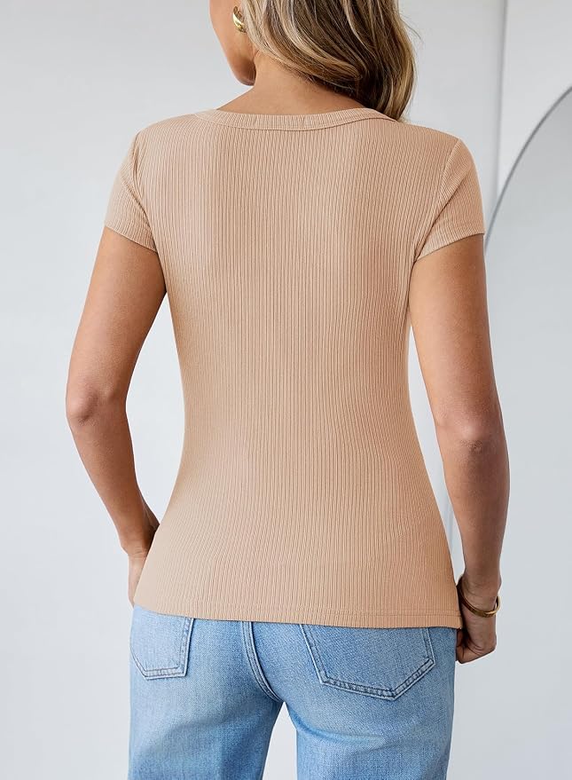 Pink Queen Sexy Tops for Women Cutout Keyhole Neck Cap Sleeve Shirts Casual Summer Clothes 2026 Fashion - Image 6