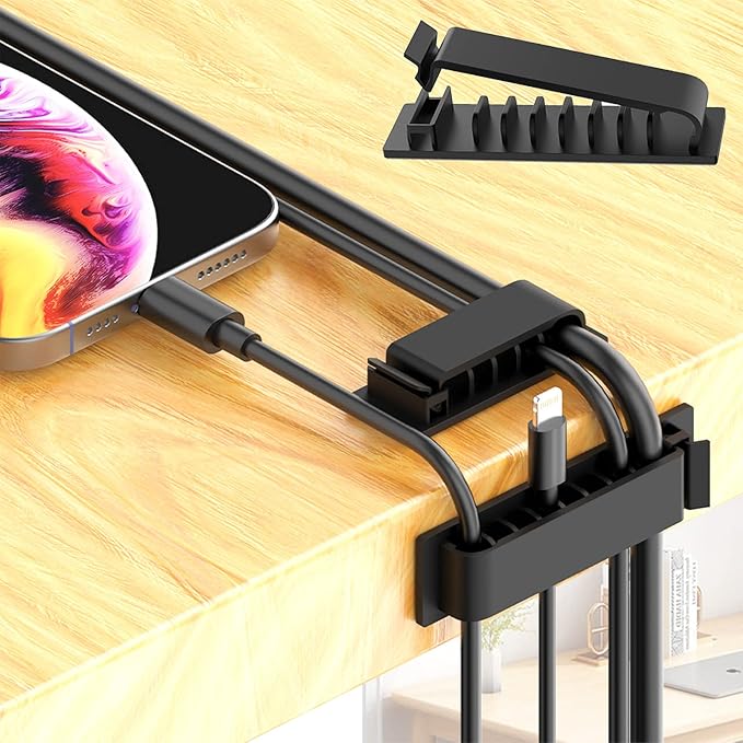 N NOROCME 192 PCS Cable Management Kit 4 Wire Organizer Sleeve | 11 Cable Holder,35Cord Clips 10+2 Roll Cable Organizer Straps,100 Fastening Cable Ties,for Computer TV Under Desk - Image 3