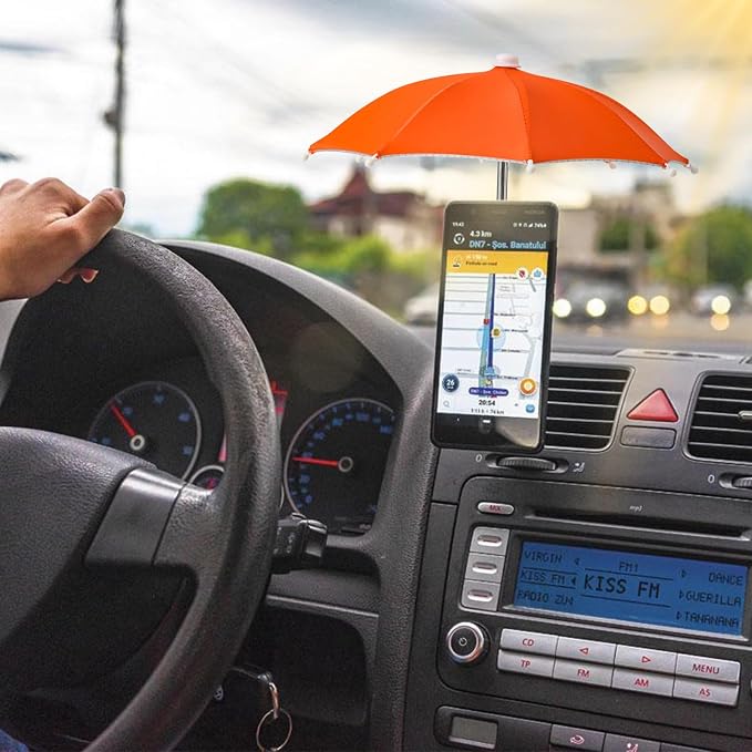 Phone Umbrella Stand, Sun Shade Mini Umbrella for Cell Phone with Adjustable Fist Style Suction Cup, Universal Anti-Glare Sun Visor for Outdoor - Image 4