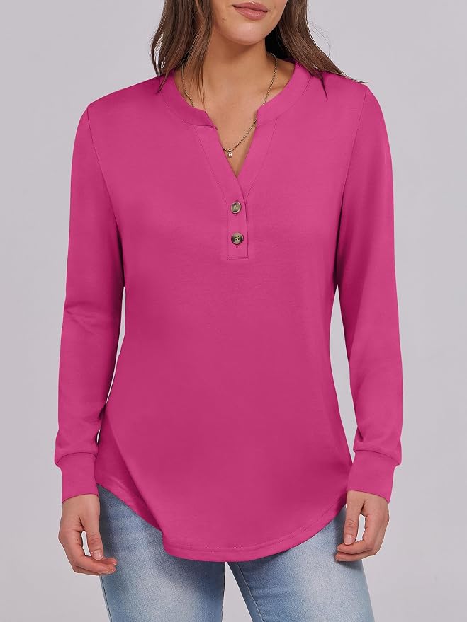 ANRABESS Women's Long Sleeve Shirts 2026 Spring Fashion Dressy Casual Tops Trendy Henley Blouses Cute Work Outfits Clothes - Image 4