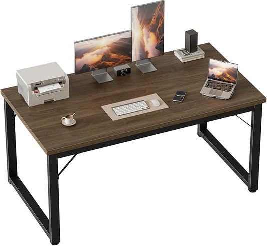 Mericonia 48 Inch Computer Desk, 1" Thick Small Office Table, Walnut | Modern Simple Style, Heavy Duty Industrial Frame, Small Study & Writing Table for Home Bedroom Work by MERICONIA