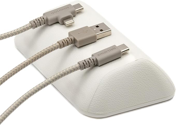 Smartish® Magnetic Cord Holder - Bigger Cable Wrangler Organizer with Magnet Clips for Charger Management on Desktop, Nightstand - Holds 6+ Cables - Snow Day White by Smartish-PhoneCasesandStuff