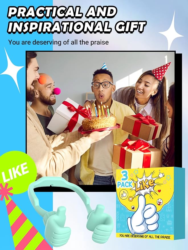 Teens Boys Adults Kids Dad Gifts for Fathers Day: Thumbs Up Lazy Phone Stand Cell Phone Holder for Desk Funny Gift for Teenager Girl Men Women Cool Gadgets Stuff Stocking Stuffers Birthday Gifts Ideas - Image 2