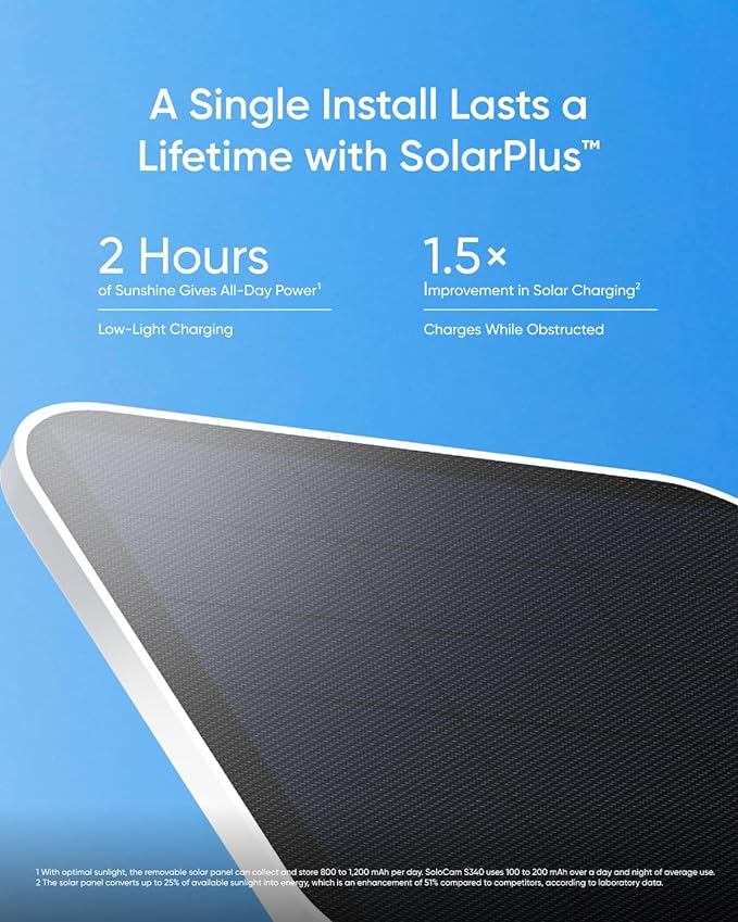 eufy Security SoloCam S340 2-Cam Kit (HomeBase S380), Solar Security Camera, Wireless Outdoor Camera, 360° Pan and Tilt, No Blind Spots, No Monthly Fee, Built-in Local Storage (Up to 16TB) - Image 3