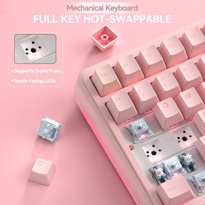 SOLAKAKA A99 Pro Wireless Gaming Keyboard with LCD Screen & Metal Knob, 96% Layout Mechanical Keyboard, 2.4GHz/BT5.0/USB-C, Hot Swappable, Creamy Keyboard with Gasket Structure, RGB, for Win/Mac - Image 5