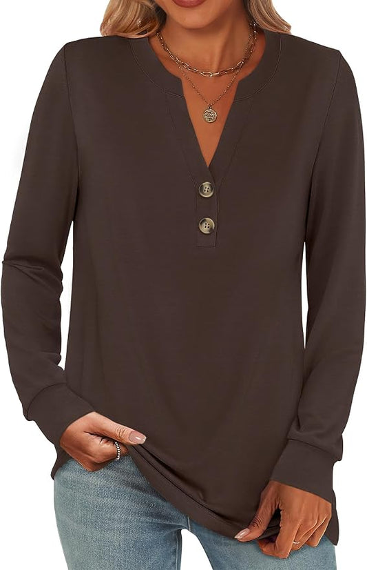 ANRABESS Women's Long Sleeve Shirts 2026 Spring Fashion Dressy Casual Tops Trendy Henley Blouses Cute Work Outfits Clothes by ANRABESS
