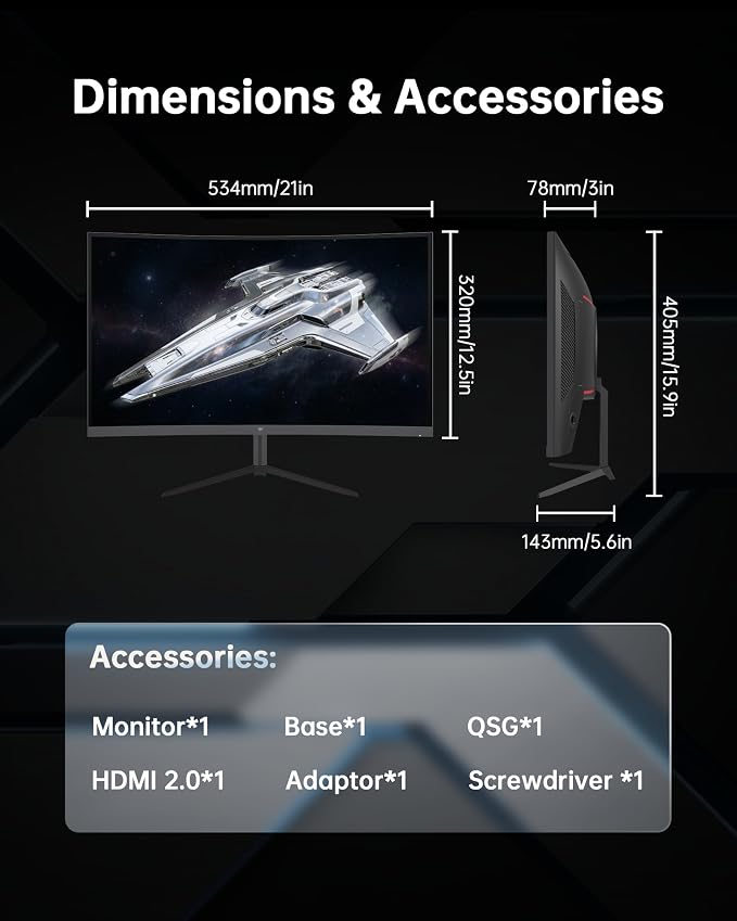 KTC 24 Inch Curved 240Hz Gaming Monitor, FHD 1500R Curved Computer Monitor 1080P, 3000:1 Contrast, Adaptive Sync, HDR, MPRT 1ms, HDMI DisplayPort, Low Blue Light, Tilt, VESA Mount, H24S17P - Image 8