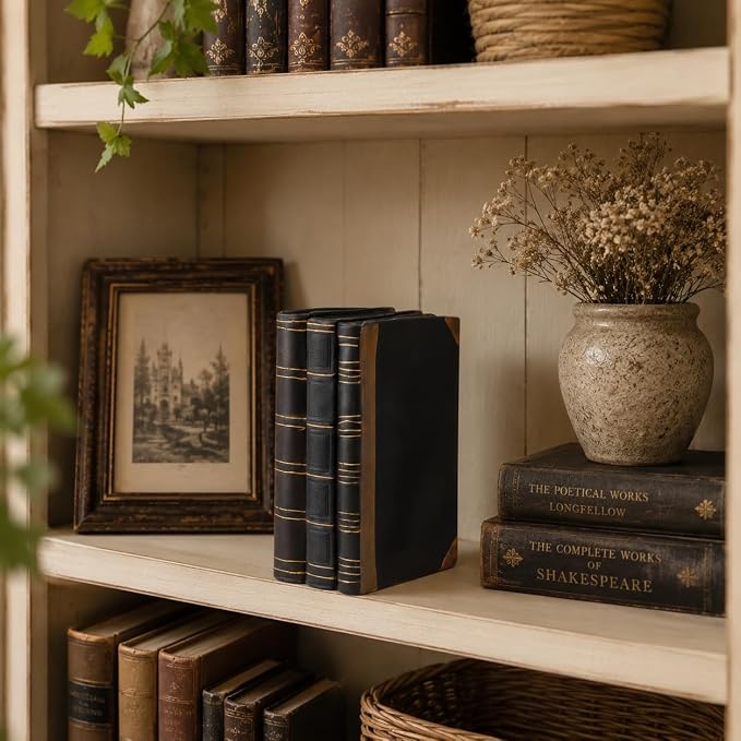 Decorative Books Coffee Table Books Decor - Resin Retro Classical Fake Decorative Books Set of 3 for Living Room, Office, Mantle Shelves Decor 4.2 * 2.7 * 6.2 Inch Guichifun - Image 2