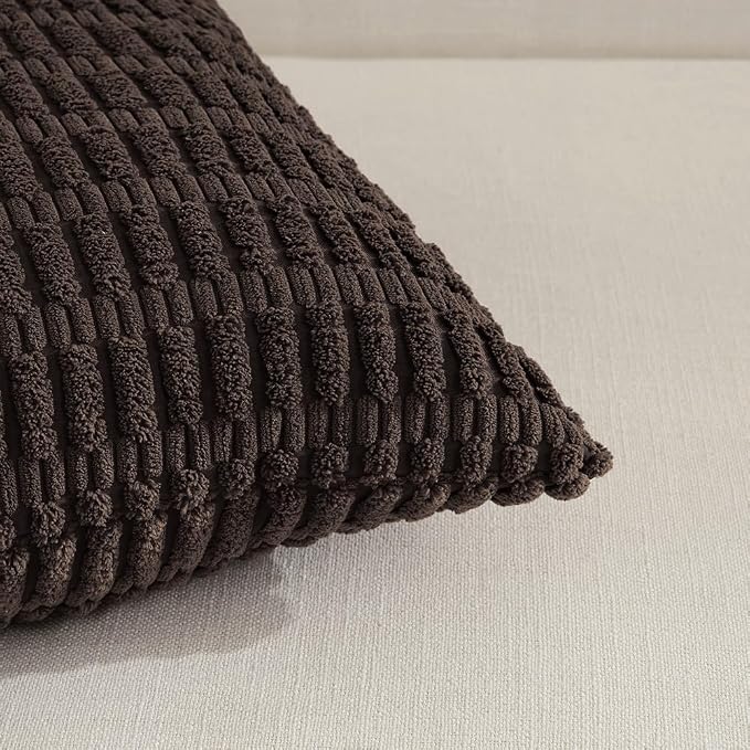 Fancy Homi 4 Packs Decorative Throw Pillow Covers for Living Room Couch Bed, Modern Farmhouse Boho Home Décor Accent Cushion Case, 24" x 14", Dark Brown - Image 3